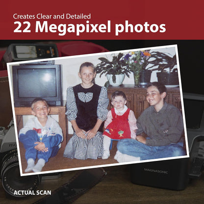 Magnasonic All-in-one filmscanner met 24 MP, 12,7 cm (5 inch) groot display en HDMI, converteert films van 35 mm/126/110/Super 8 en dia's 135/126/110 in digitale foto's, intern geheugen (FS71)
