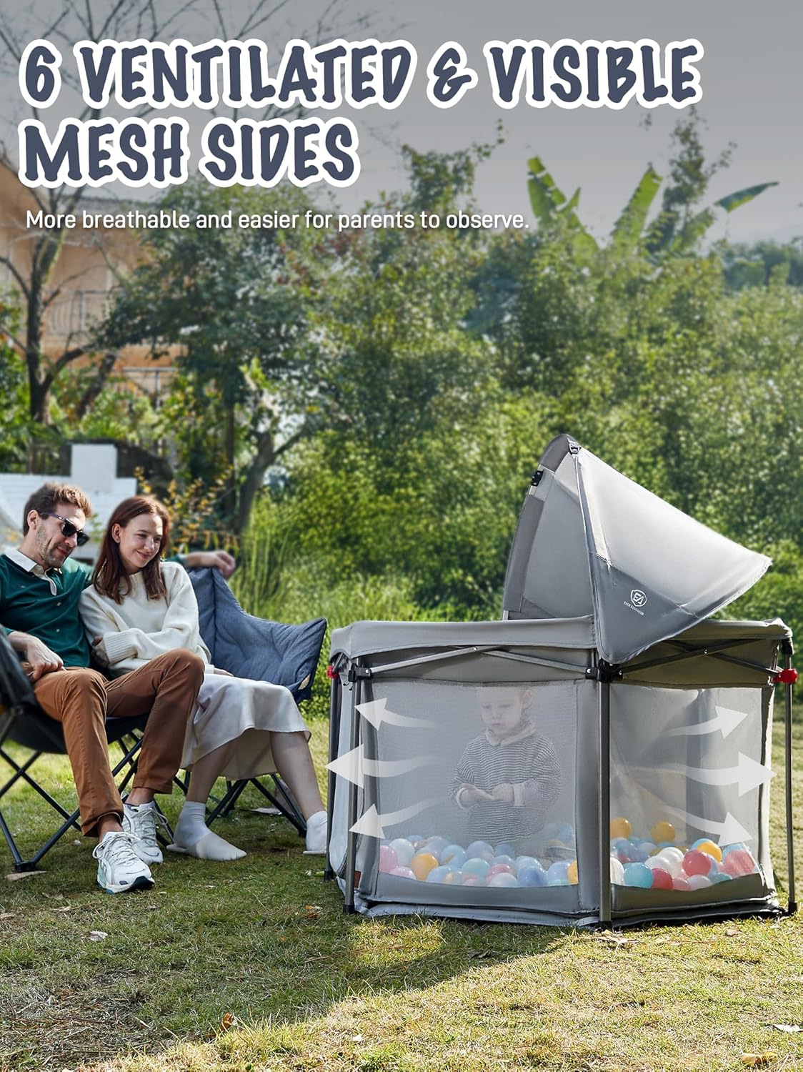 EVER ADVANCED Foldable baby playpen, grey - QUORE