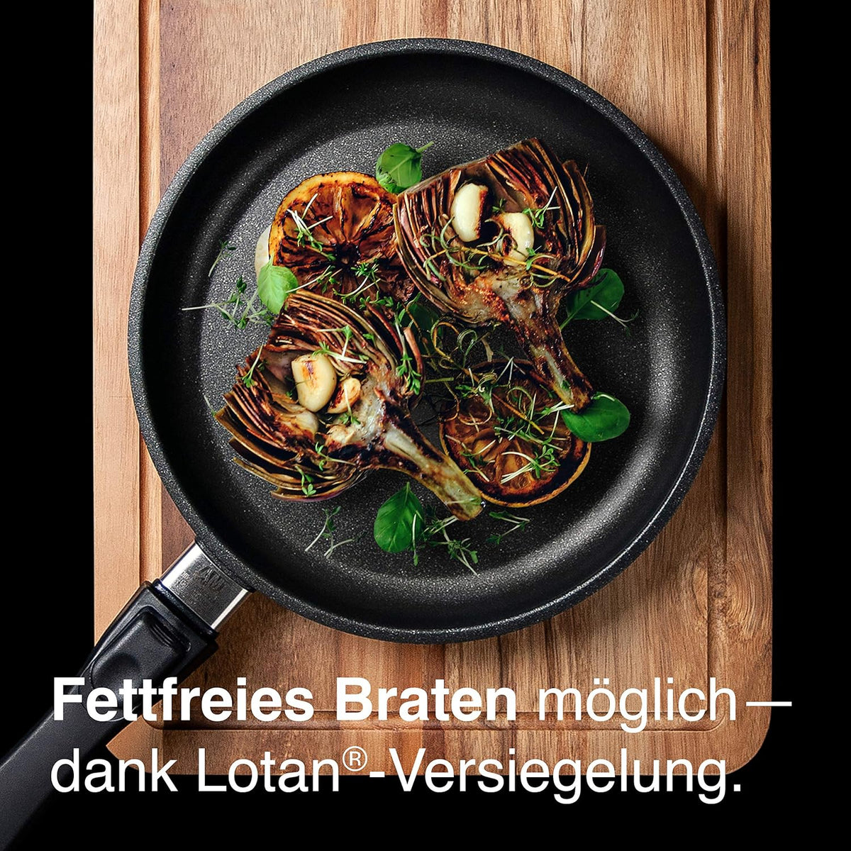AMT Gastroguss AMZN-I-528-Z20B Frying pan 28 cm Ø, 5 cm high, removable handle, suitable for induction, Lotan non-stick coating, cast iron pan (cast aluminium), - QUORE