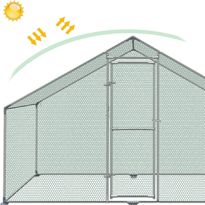 Free Running House, 3 x 4 x 2 m, Aviary, Chicken Coop, Metal, 12 m², Poultry Cages with Sun Protection, Roof, Chicken Fence, Door and Bolt, Freewheel, Chicken Cages, Stable Chicken Coops, for Small