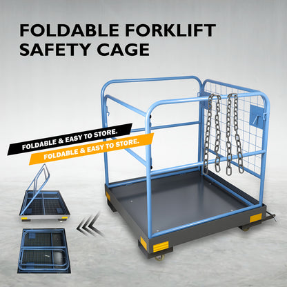 Hoogwerkerbak – Veiligheidskooi – Werkplatform – Inklapbare Kooi – Heftruckbak – Metalen Constructie – Draagvermogen 544 kg – Chain Hook Bevestiging