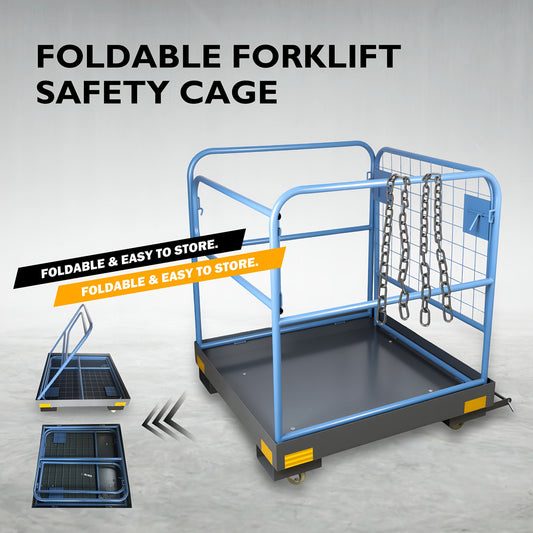 Hoogwerkerbak – Veiligheidskooi – Werkplatform – Inklapbare Kooi – Heftruckbak – Metalen Constructie – Draagvermogen 544 kg – Chain Hook Bevestiging