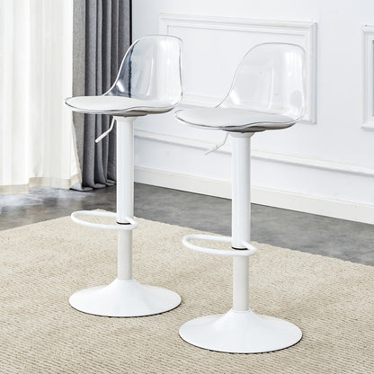 Barkrukken – Barkruk Set – Barstoelen – Keukenkrukken – Witte metalen poten – 360° Draaibaar – Verstelbare Hoogte 81,8-99 cm