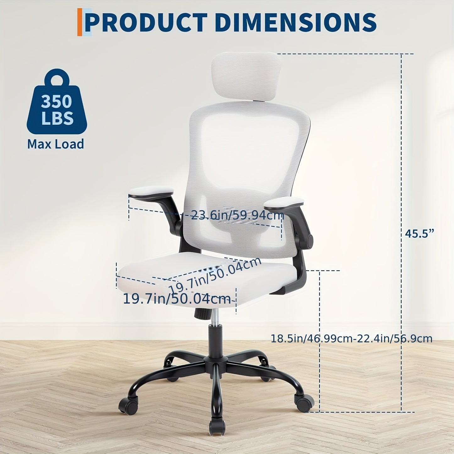Ergonomische Bureaustoel – Kantoorstoel – Computastoel – Gamestoel – Werkstoel – Verstelbare Hoofdsteun & Armleuningen – Ademend Mesh & 360° Draaibaar