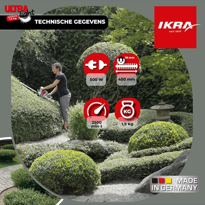 IKRA Elektrische Heggenschaar FHS 1545 Ultralight, snijlengte 45 cm, 1,9 kg