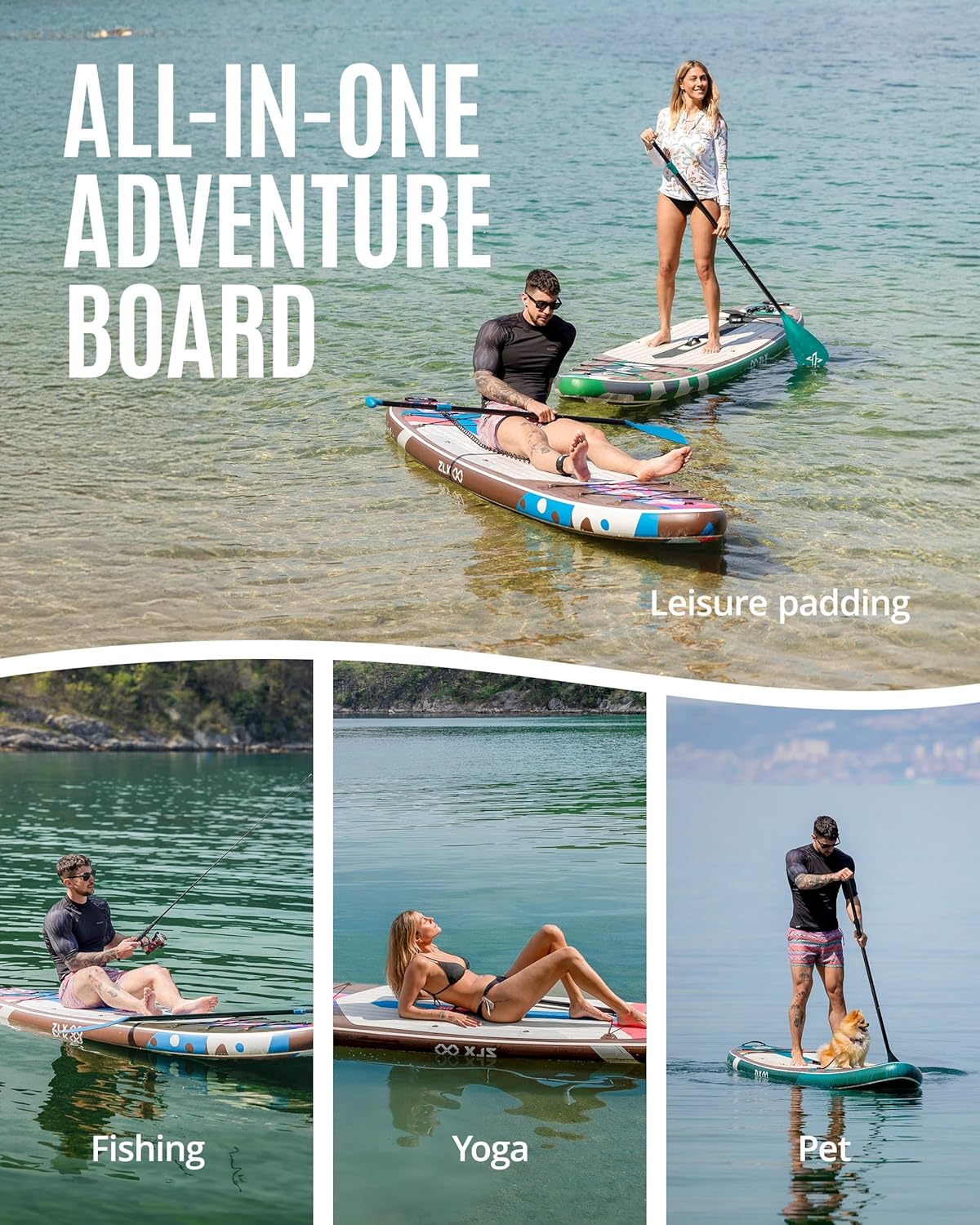 <font dir="auto" style="vertical-align: inherit;"><font dir="auto" style="vertical-align: inherit;">        ZLX Inflatable SUP 10'6" Paddleboard for Adults – Non-Slip Stable Deck, Unique Center Fin, Includes Premium Accessories, Suitable for Beginners and