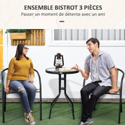 Tuinstoelen - Tuinmeubelenset - Tuin Eettafelstoelen - Rotan Bistroset - Moderne Stijl - Stapelbaar - Weerbestendig - Stabiel - Onderhoudsvriendelijk - 50 x 72 cm Tafel - 56 x 58 x 72.5 cm Stoel - Bruin