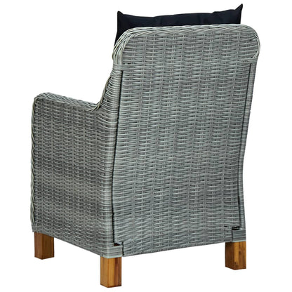 Tuinset – Tuinmeubelset – Diningset – Loungeset – Bistroset – Weerbestendig PE-Rattan – Inclusief Dikke Kussens – Lichtgrijs en Zwart