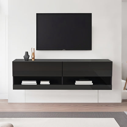 TV Cabinet, Hanging TV Cabinet Lowboard TV Cabinet, 140x35x40cm, Black