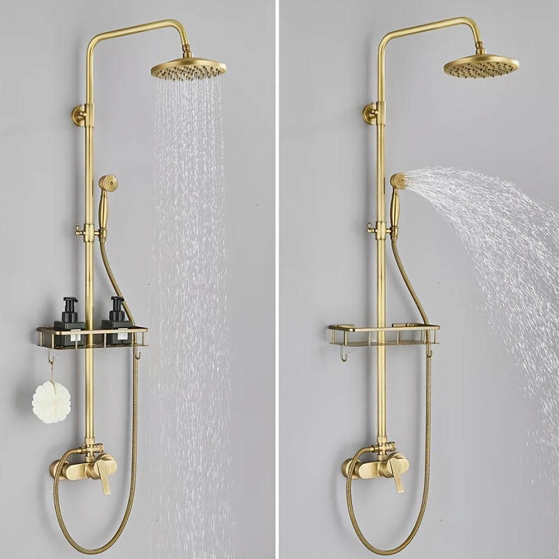 Antieke Regendouche – Messing Doucheset – Handdouche – Douchekop – Douchesysteem – 20,32 cm Regendouchekop – Dual Function Bedieningshendel