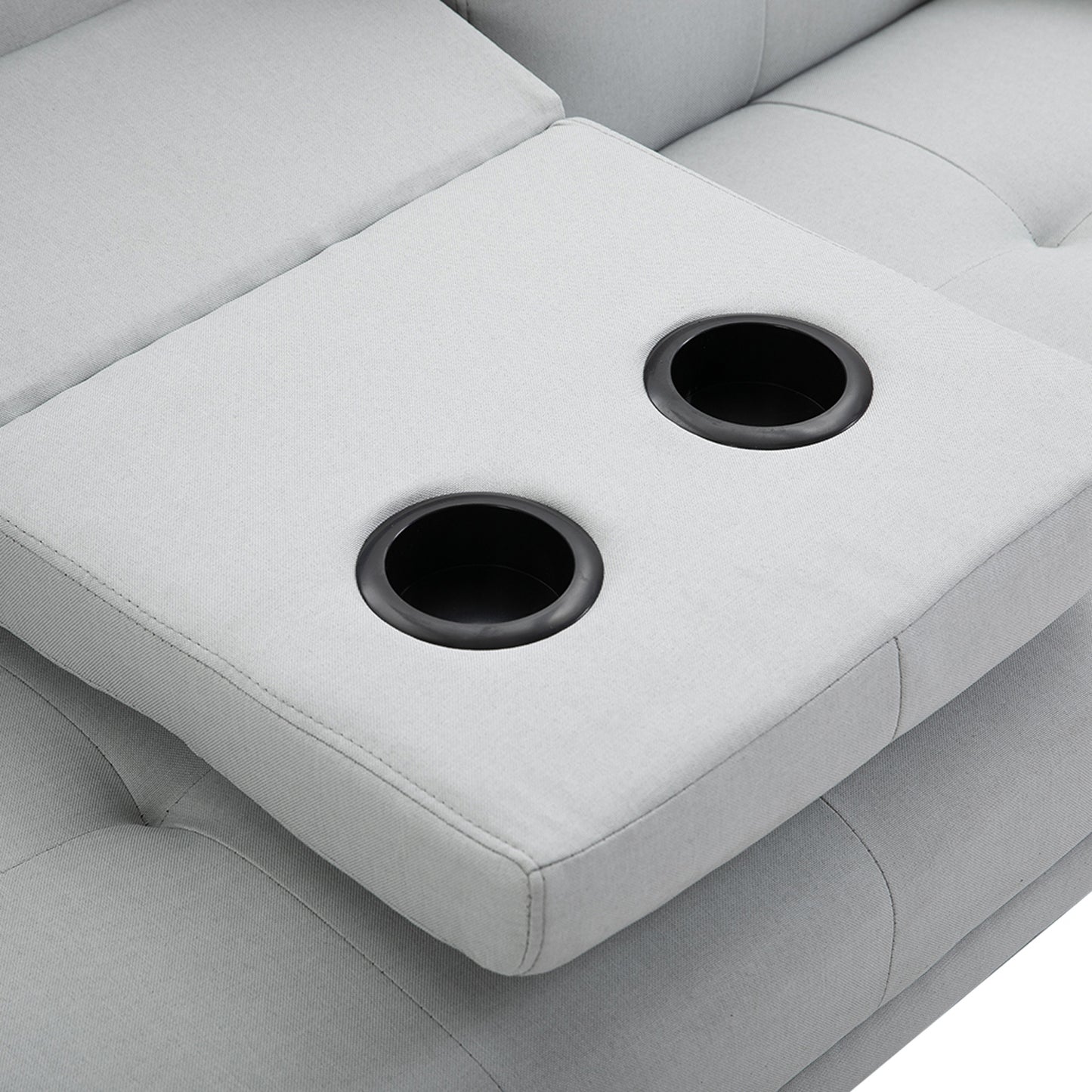 Slaapbank – 3-zitsbank – Bedbank – Uitklapbare Sofa – Stoffen Bank – Multifunctioneel Design – Inklapbaar Tafeltje Met Bekerhouders – Scandinavisch Design – Belastbaar Tot 250 Kg – Lichtgrijs Linnen Look