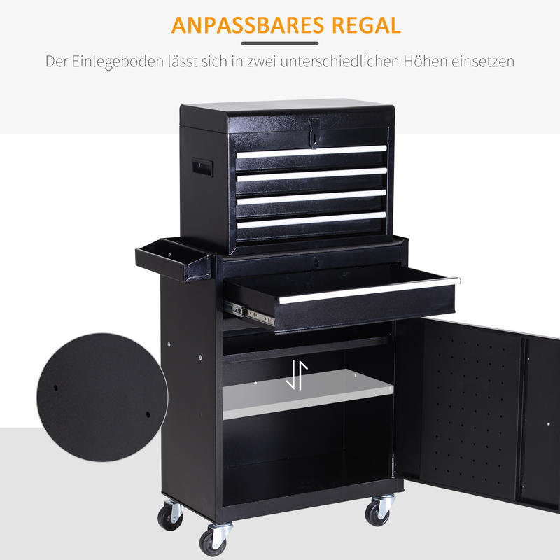 Heavy-Duty Industrial Rolling Tool Cabinet with 5-Drawer Storage, Lockable Mechanic'S Toolbox - Heavy-Duty Alloy Steel Construction, 360° Swivel Casters, Large Top Work Surface - Garage, Workshop, Jobsite Organizer - Ideal G
