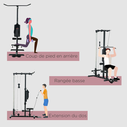 Lat Pulldown Apparaat – Katrol Systeem – Krachtstation – Fitnessstation – Home Gym – Verstelbare Zitting – Stalen Frame – Maximale Belastbaarheid 110 kg