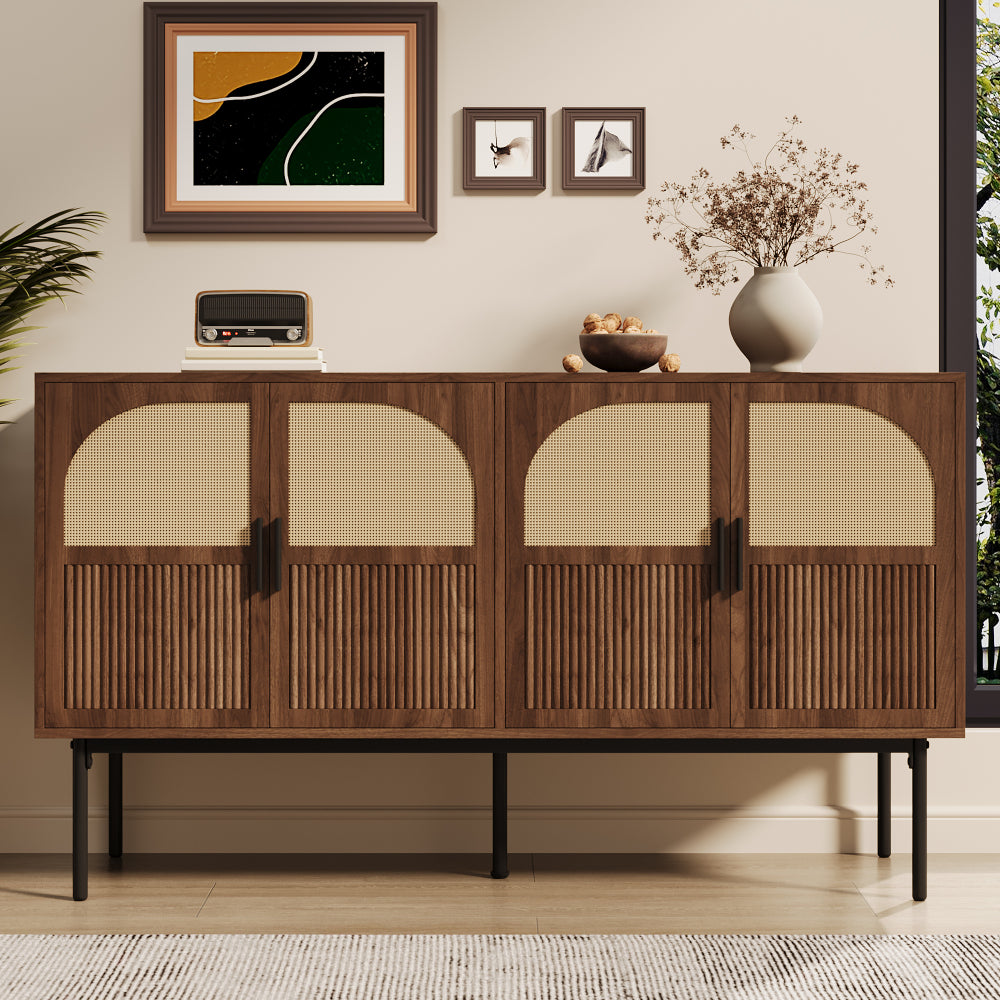 Dressoir – Sideboard – Buffetkast – Opbergkast – Wandkast – Minimalistisch Design – Duurzaam Niet-Houten Materiaal – 140 cm Breed – Eenvoudige Montage – Neutrale Kleur