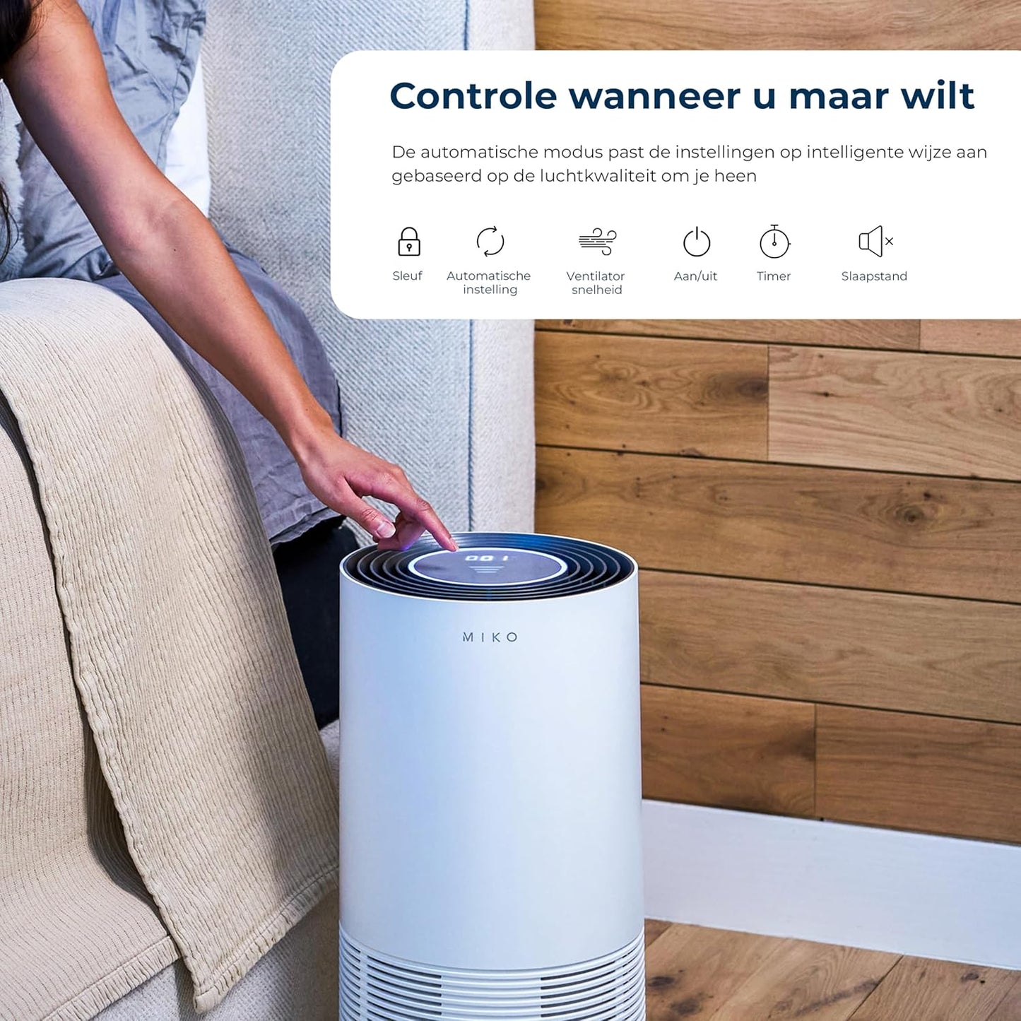 Luchtreiniger – Luchtzuiveraar – Luchtfilter – Luchtreinigingsapparaat – Voor Grote Ruimtes – Tot 90 M² Bereik – H13 True HEPA Met PM2.5-Sensor