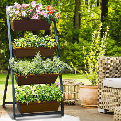 4 meter verhoogd tuinbed - verticale tuin vrijstaande verhoogde plantenbakken 4 containerdozen - goed voor terras, balkon, binnen en buiten - waterafvoer (1-pack/Fernie)