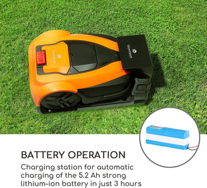 Blumfeldt Garden Hero - robotmaaier, lithium-ion-accu: 5,2 Ah, incl. Laadstation, automatisch opladen, looptijd: tot 180 min., Oppervlakte: tot 1.200 m², beschermingsklasse: IPX4, oranje