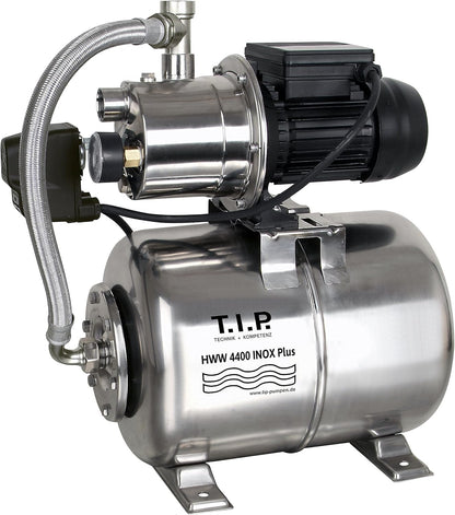 Hydrofoorpomp Met Drukvat – Waterpomp – Drukpomp – Huispomp – Tuinpomp – Roestvrij Staal – 1.000 W, 4,5 Bar, 4.350 L/U