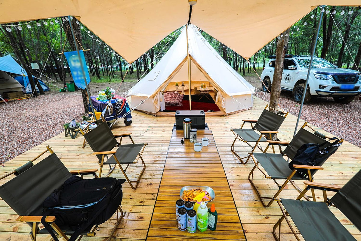 TOMOUNT Klockentent 3 m, 4 m, glamping tent voor 3-6 personen, katoen, familietent, campingtent, tipi-tent, piramidetent voor groepen, gezinnen, outdoor, camping, feesten