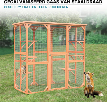 Wiltec Weerbestendig outdoor kattenverblijf 180 x 88 x 169 cm met 6 ligplaatsen