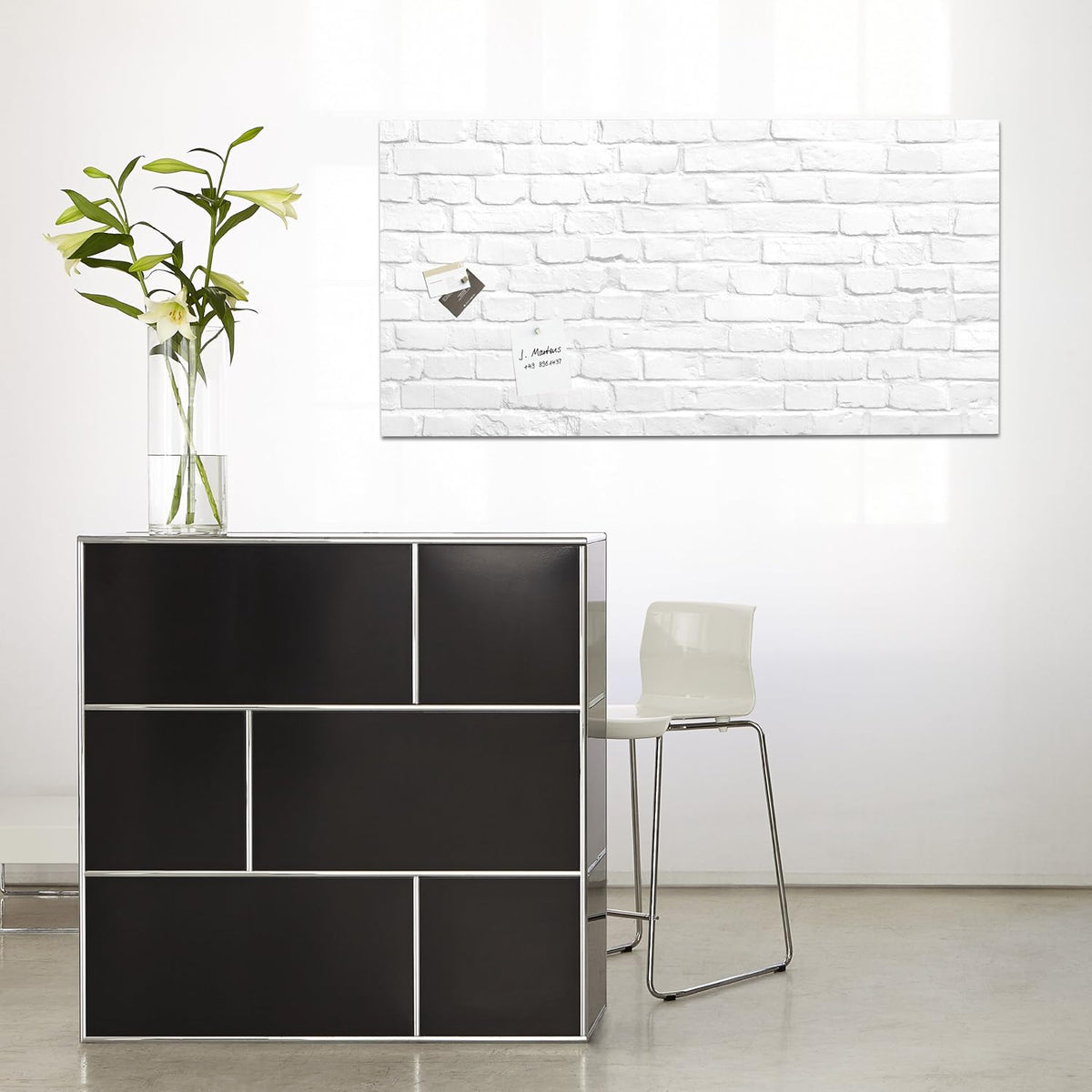 SIGEL GL144 Premium glazen whiteboard 91x46 cm klinker wit hoogglanzend, TÜV-getest, eenvoudige montage, glazen magneetbord Artverum
