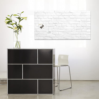 SIGEL GL144 Premium glazen whiteboard 91x46 cm klinker wit hoogglanzend, TÜV-getest, eenvoudige montage, glazen magneetbord Artverum