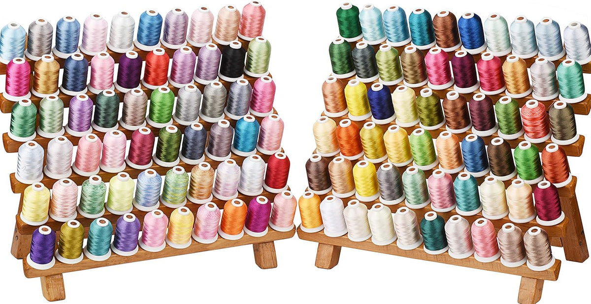 Simthread 120 Madeira Kleuren Polyester Machine Borduurgaren Kit 550Y (500M) Vergelijkbaar met Madeira en Robinson-Anton Kleuren 40 Gewicht voor Thuis Borduurwerk Naaimachines