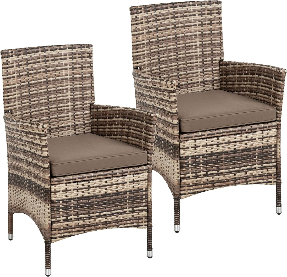 ESTEXO Polyrattan garden chair set, 2-piece chair set, rattan chair, garden chair, rattan chairs, balcony chairs, deck chairs, outdoor chairs, balcony chair, (beige-brown) - QUORE