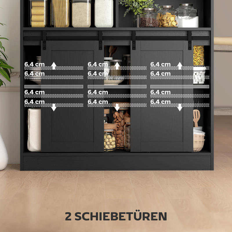 Uitklapbare Eettafel – Uitschuifbare Bartafel – Klaptafel – Multifunctionele Tafel – Opbergtafel – Verstelbare Planken – Zwart MDF & Spaanplaat
