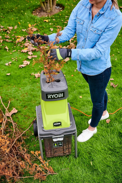 RSH2545B Tuinhakselaar, elektrische hakselaar, geschikt voor struiken, takken en andere zachte materialen, veiligheidsstopper, 2500 W, 40 l opvangbak