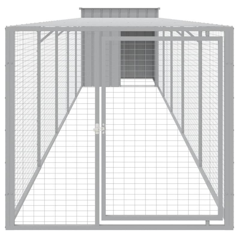 Kippenhok – Kippenren – Pluimveehok – Buitenren – Lichtgrijs – Gegalvaniseerd Staal – 110x609x110 cm – Veilig en Duurzaam