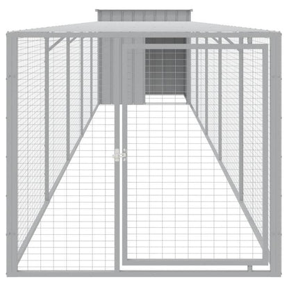 Kippenhok – Kippenren – Pluimveehok – Buitenren – Lichtgrijs – Gegalvaniseerd Staal – 110x609x110 cm – Veilig en Duurzaam