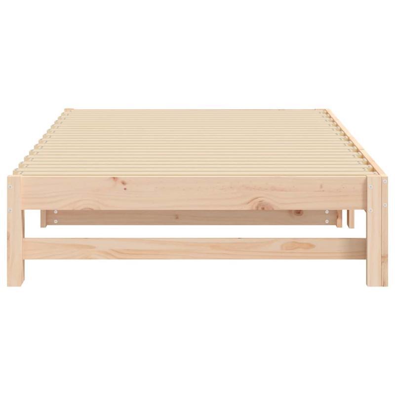 Daybed – Slaapbank – Bedbank – Uitklapbed – Steigerhoutbed – Verstelbaar – Massief Grenenhout – 2x 90x200 cm – Bruin
