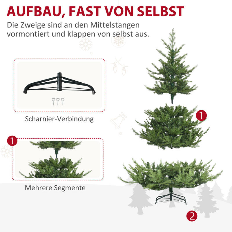 Kerstboom kunststof – Kunstkerstboom – Kerstboom kunst – Feestboom – Voorgemonteerde kerstboom – Vooraf gemonteerd – Stevige voet – Realistische kunststof takken