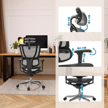 hjh OFFICE Ergonomische Ergohuman Slim Ultra GEN2 Bureaustoel met flexibele lendensteun, netbespanning, zwart