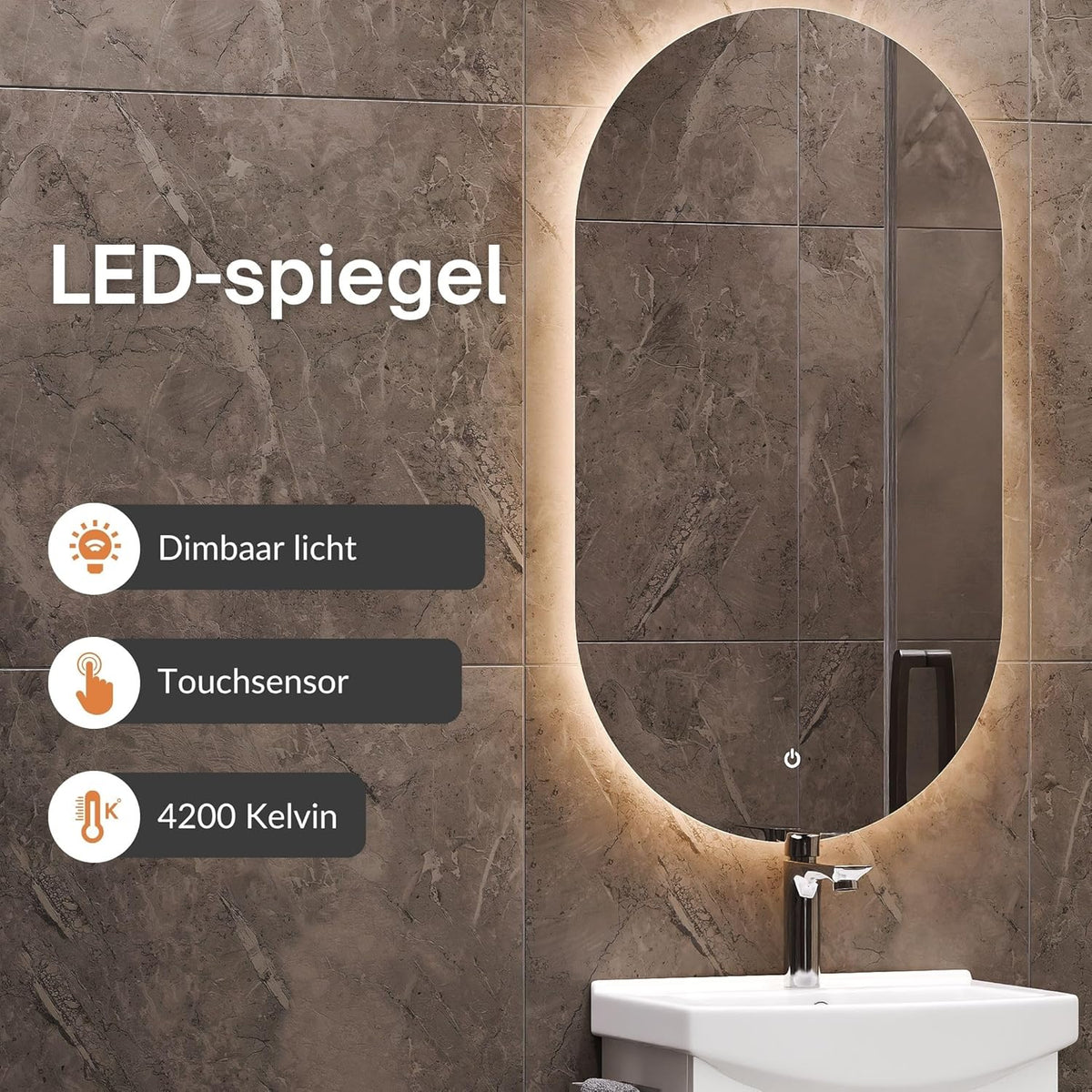 Planetmöbel Bathroom Cabinet Set Wash Basin with Bath Furniture 45 x 60 x 33 cm, Mirror with Lighting 50 x 90 cm, 2X Midi Cabinets for Bathroom & Guest Toilet, White - QUORE