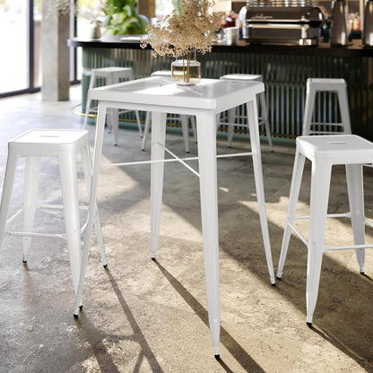 Flash Meubels 23.75'' Vierkant Metaal Binnen-Outdoor Bar Hoogte Tafel hedendaags 93.98 x 65.405000000000001 x 15.24 cm Kleur: wit