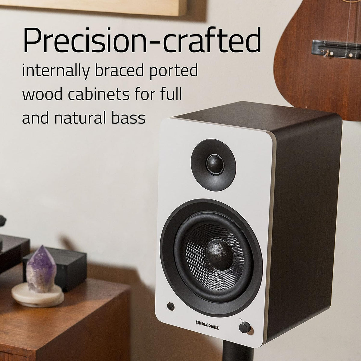 Fluance Ai61 2-weg 2.0 stereo boekenplankluidsprekers met 6,5 inch drivers, 120 W versterker voor draaitafel, tv, pc en Bluetooth 5 draadloze muziekstreaming - RCA, optisch, USB & Sub Out (Lucky