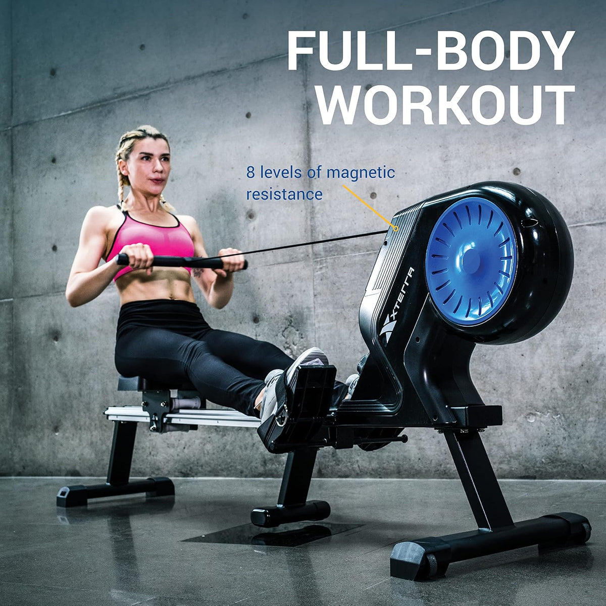 Roeitrainer – Roeimachine – Roeiapparaat – Hometrainer – Fitnessmachine – 8 Magnetische Weerstandsniveaus – Inklapbaar Met Ergonomisch Zadel