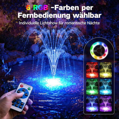 Biling Vijverfilter met uv-zuiveraar en RGB-verlichting, 40 W, 2500 l/u, vijverpomp, pomp met 3 fonteinen, stille vijverfilterpomp voor maximaal 3000 liter tuinvijvers, siervisvijvers, kikkers