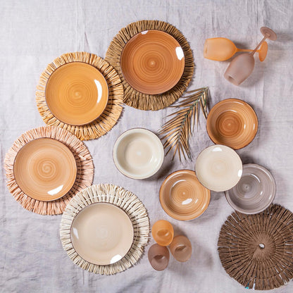 Tafelservies Chocoladebruin – Servies – Serviesset – Bordenset – Dinerset – 18-delig Voor 6 Personen – Aardewerk, Magnetron- en Vaatwasserbestendig