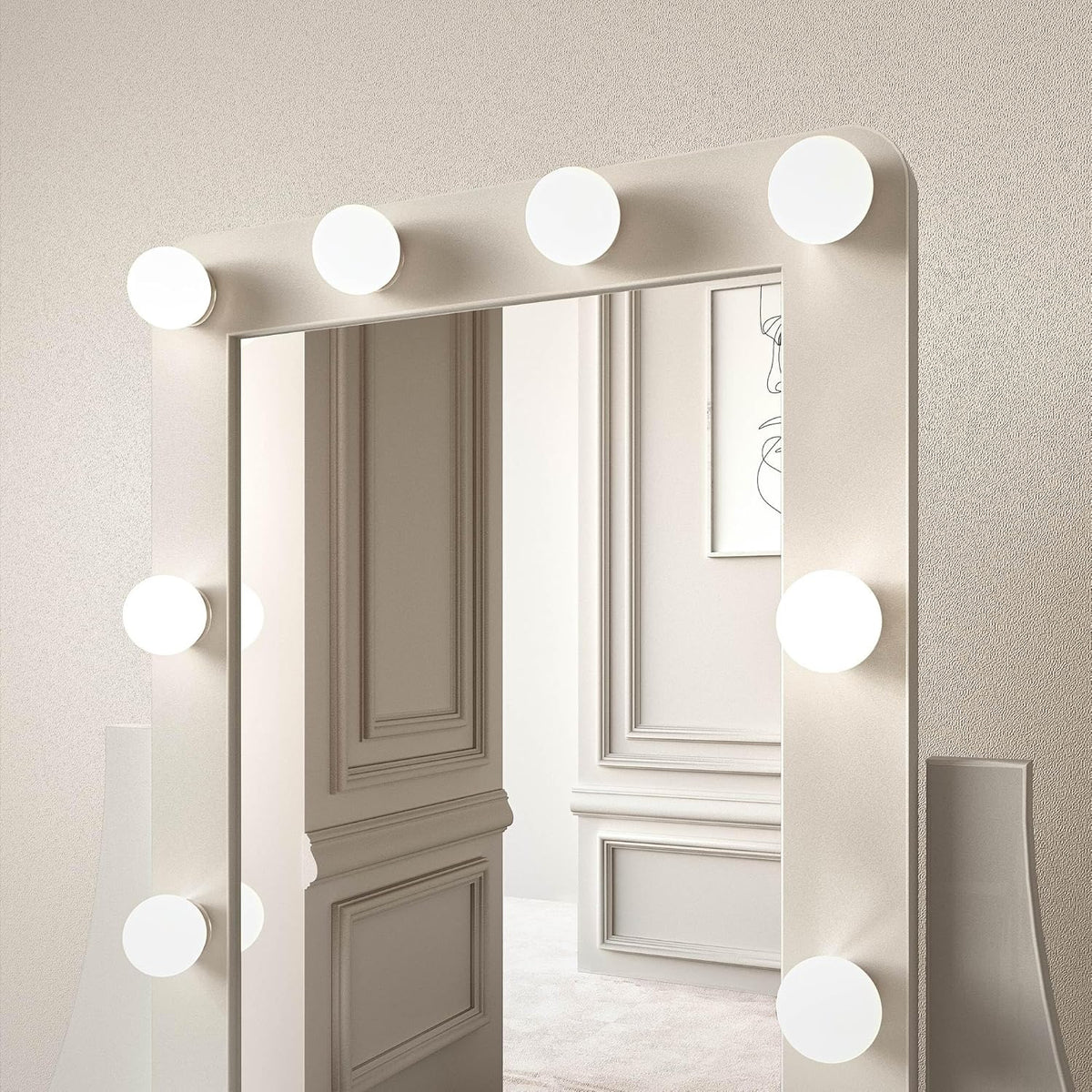 CARME Dressing Table with Mirror LED Lights 5 Drawers Stool Set Makeup Jewelry Organizer Bedroom Furniture - QUORE