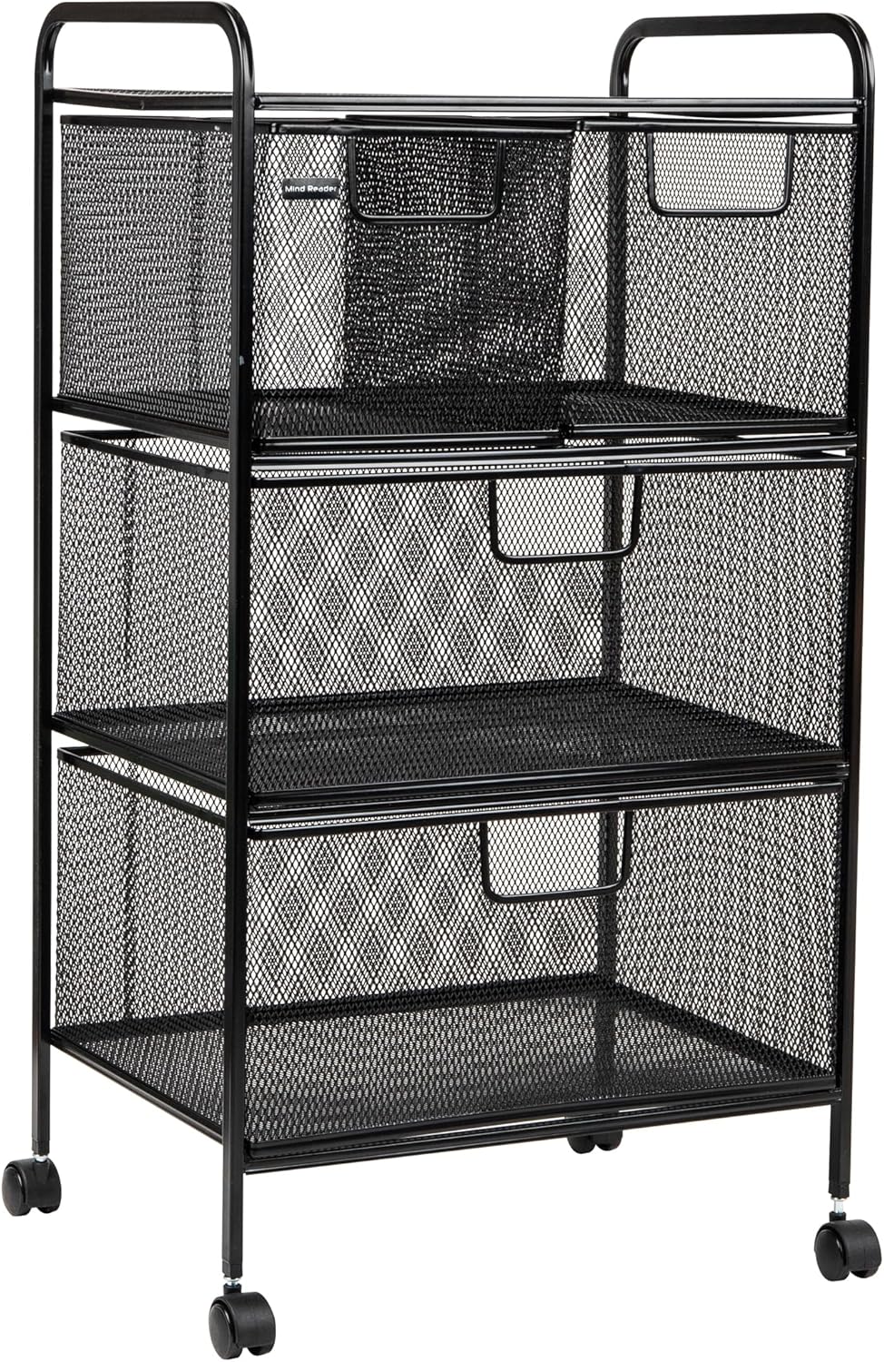 Mind Reader Winkelwagen met laden, Wasserij Organizer, Utility Cart, Badkamer, Keuken, Metalen Mesh, 16 "L x 11" B x 29" H, Zwart