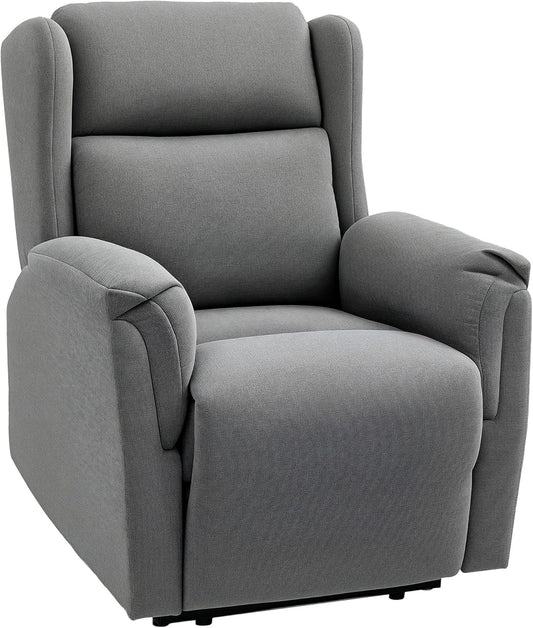 HOMCOM Recliner Chair, TV Chair with Reclining Function, Reclining Chair, Reclining Chair, Adjustable Backrest, Footrest, Cotton Linen Fabric TV Chair for Living Room, Bedroom, Dark Grey - QUORE