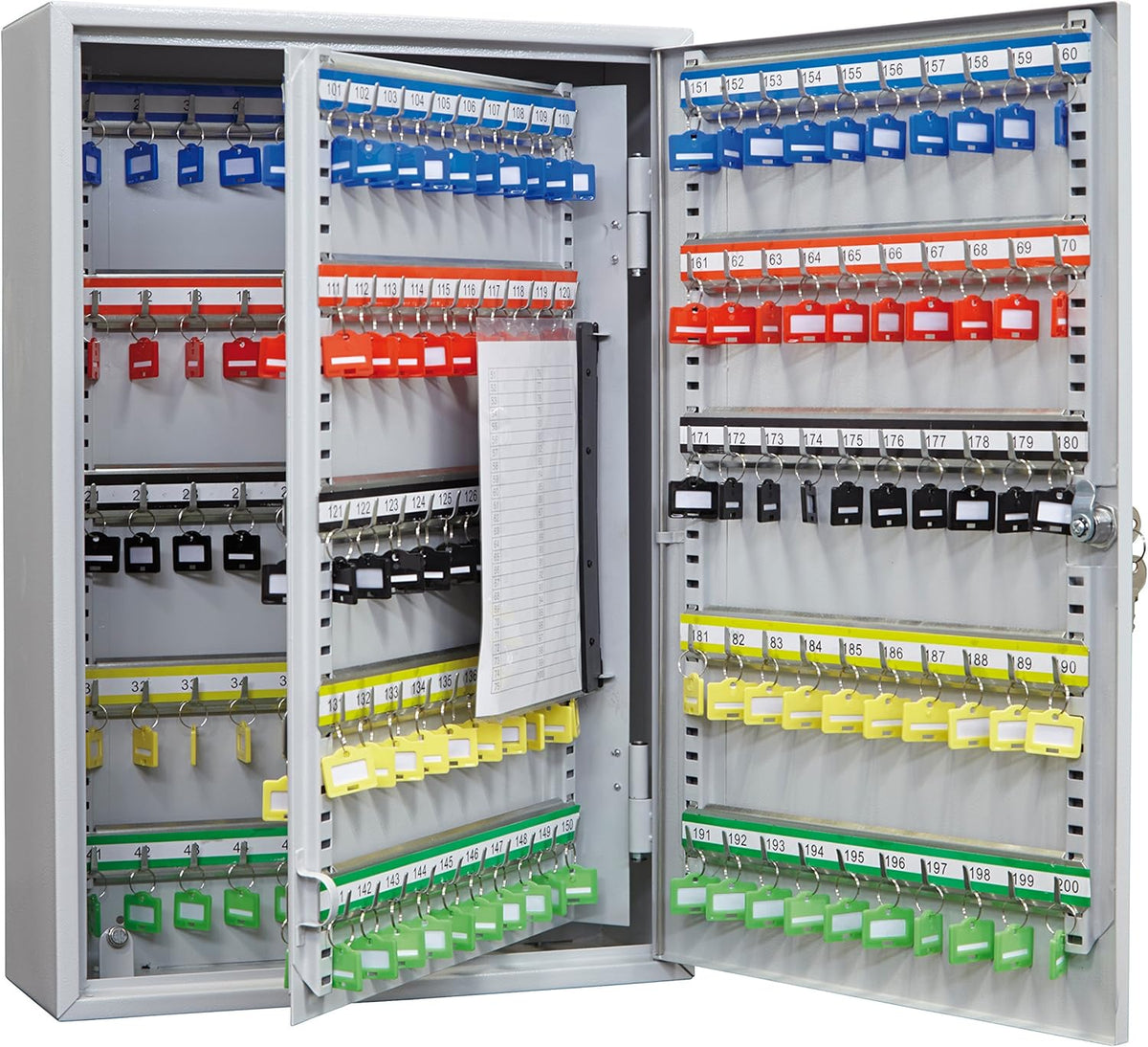 Arregui In hoogte verstelbare haken, 200, stalen kast met sleutelhangers, 55 x 38 x 14 cm, lichtgrijs