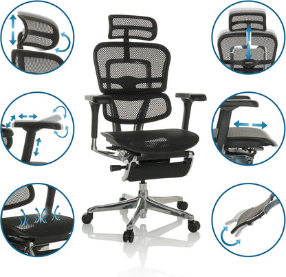 hjh OFFICE Bureaustoel ERGOHUMAN Plus LEGPRO I hoogwaardige bureaustoel met ergonomische rugleuning, zwart, 652298