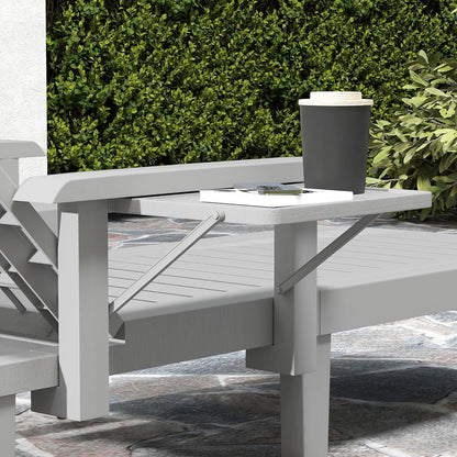 Outsunny Sonnenliege Gartenliege mit Seitentisch Holzoptik Liegestuhl mit 5-Fach verstellbare Rückenlehne, wetterfeste Campingliege, Gartenstuhl bis 120 kg load, für Garten Outdoor Strand, Hellgrau