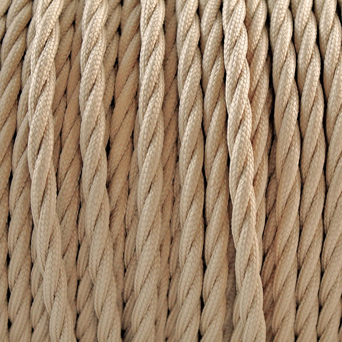 Textielkabel Gedraaid – Lampenkabel – Lampensnoer – Stofkabel – Stroomkabel – Lichtbruin, 50 m, 3-Aderig, 3 x 0,75 mm² – Flexibel En Knikbestendig – Voor Geaarde Lampen