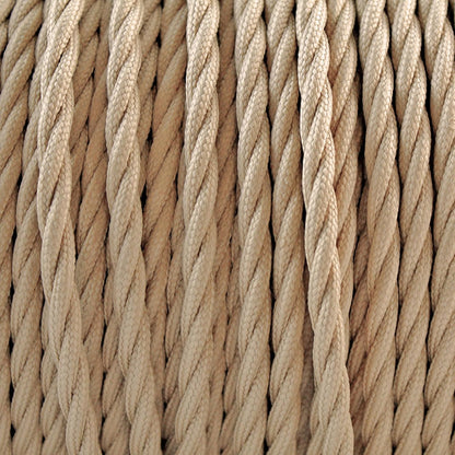 Textielkabel Gedraaid – Lampenkabel – Lampensnoer – Stofkabel – Stroomkabel – Lichtbruin, 50 m, 3-Aderig, 3 x 0,75 mm² – Flexibel En Knikbestendig – Voor Geaarde Lampen