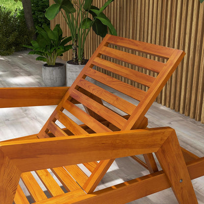 Outsunny Sun Lounger, Garden Lounger, Wood Lounger, Weatherproof, Relax Chair for Balcony, Patio, Load up to 120 kg, Orange, 66 x 190 x 73.5 cm - QUORE